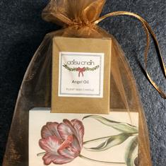Festive candle &amp; matches in organza bag