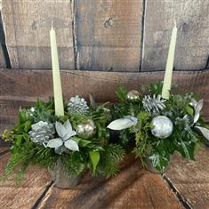 Silver candle arrangement