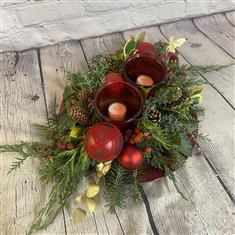Red Glass Votive Candle arrangement 