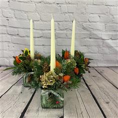 Sweet petite green glass &amp; candle 